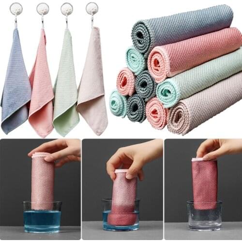 1PC Fish Scale Cleaning Cloth Kitchen Glass Scouring Pad Non-marking Ccouring Pad Leaving No Traces Absorbent Wipes Cloth