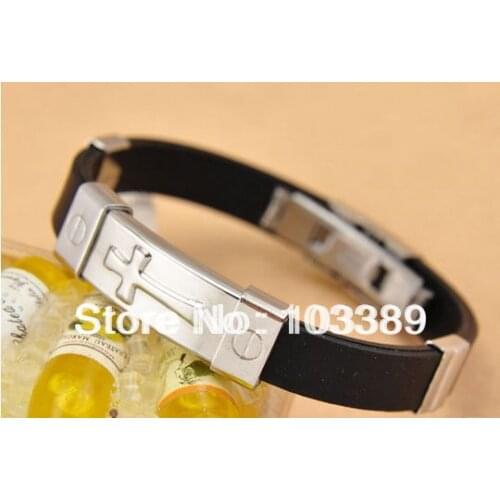 10PCS/SET Screws male cross bracelet Silicone bracelet titanium bangle hand ring wrist length belt Metal color