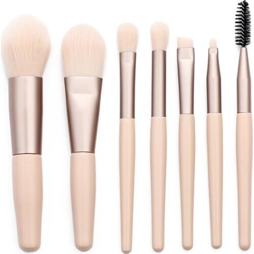 10 Piece Little Cute High-end Wooden Handle Quality Aluminum Tube Nylon Wool Makeup Brush Private Label Wholesale