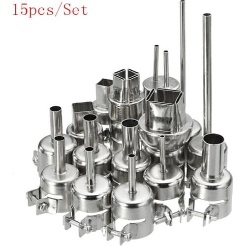 15pcs/Set 852 850 Nozzle Hot Air Stations Gun Rework BGA Stainless Steel Nozzles For Soldering Stations