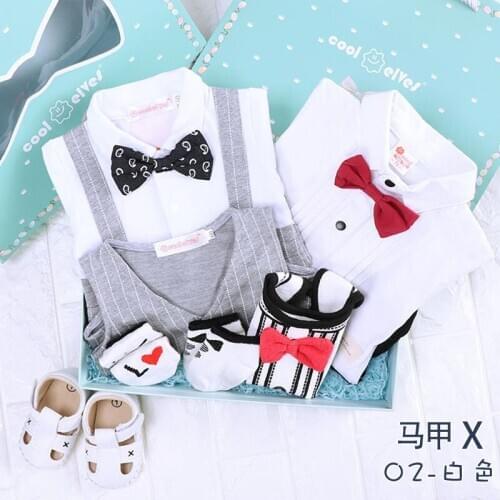 2 sets clothes in one box Newborn baby clothes cotton clothing gift summer jumpsuit kids 100 days birthday gift gentleman boy