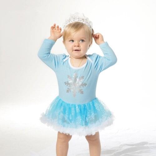 Ice Elsa Costume Baby Girls Outfit Bebe Kids Lace Romper Tutu Jumpsuit Overall Children Baby Infant Clothing 3PCS Blue C004