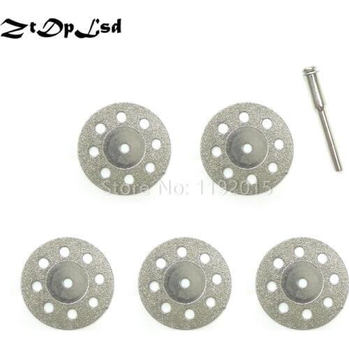 ZtDpLsd 5Pcs 30mm Diamond Cutting Discs Cut Off Blade +1Pcs 3mm Shank Rodfor Dremel Rotary Tool Abrasive Disc dremel Accessories