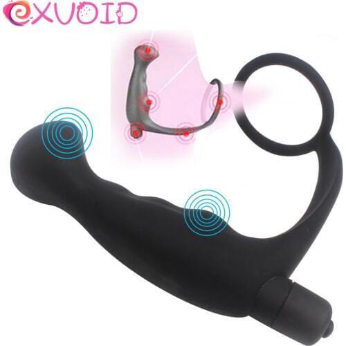 EXVOID Anal Vibrator Penis Vibrator Ring Prostate Massager Silicone Butt Plug Delay Ejaculation Sex Toys for Women Adult Product