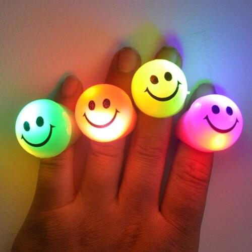 Free Shipping36pcs LED smiley finger ring Light Up Flashing Finger Ring Glow Kids Children Party Favors