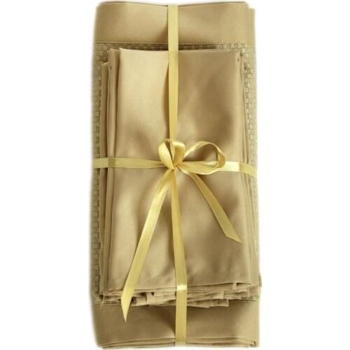 Free Shipping Set of 1 pc Poly/Cotton Honeycomb Pattern Table Runner with 6 pcs Matching Napkins Gift GIFT SET