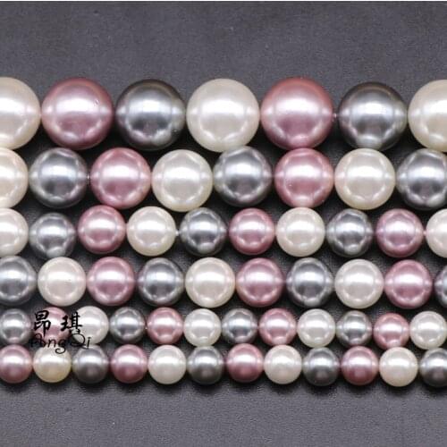 Natural Gray Purple Shell Pearl Round Loose Beads 6 8 10 12mm Pick Size Spacer Beads For Jewelry Making DIY Bracelet Wholesale
