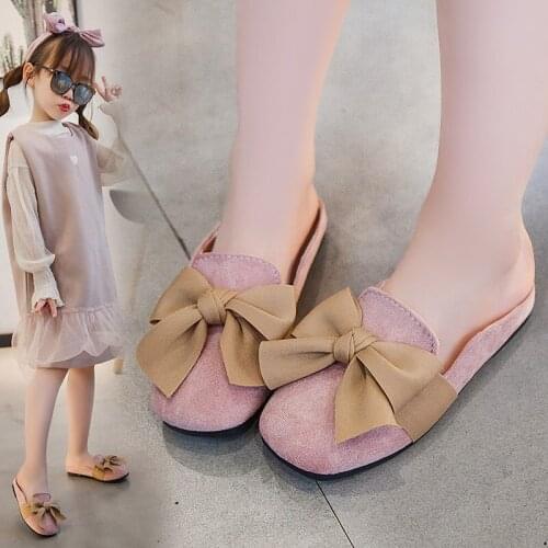 New Kids Slippers Girls Princess Spring Summer Casual Sandal Cute Bow Decorative Soft Leather Rubber Sole Baby Princess Shoes