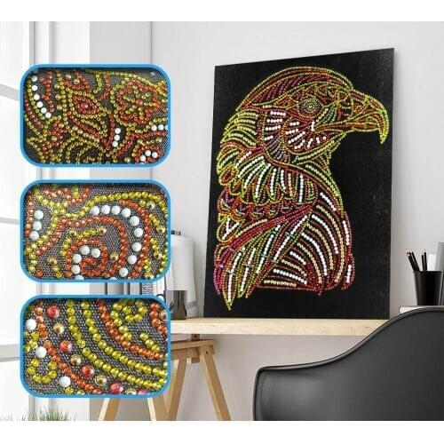 DIY 5D Diamond Cartoon Eagle Pattern Painting Special Diamond Shaped Rhinestone Embroidery Design Drill for Childrens Room