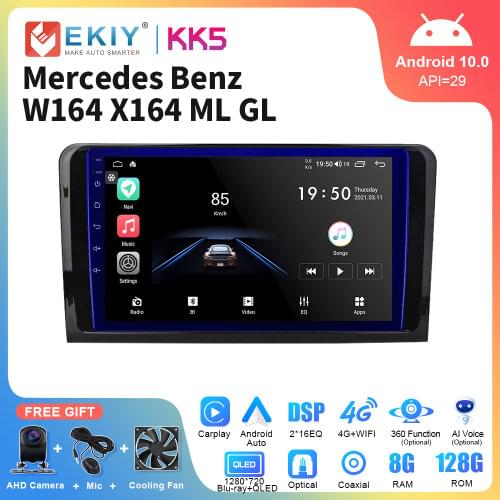 EKIY Android 10 Car Player Head Unit For Mercedes Benz ML GL W164 ML350 ML500 GL320 X164 ML280 GL350 GL450 Radio Tape Recorder