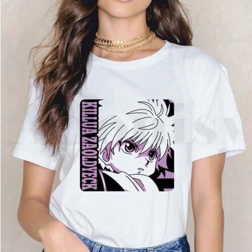 Hunter X Hunter Killua Zoldyck Baka Anime Japan T Shirts Womens T-shirt Short Sleeve Female Tops Tees Harajuku Vintage