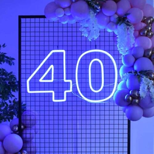 Custom led 40 fourty Happy Birthday flexible Neon Light Sign Decoration Home Bar Wall Bedroom Party Decorative Cool Neons Lamp