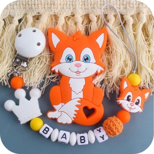 Handmade Personalized Name Pacifier Clips civet cat Silicone Holder Chain chupetero Silicone Pacifier Chains Set Baby Teether