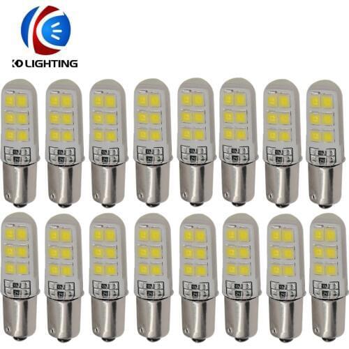KD 100PCS/lot White DC12V Car led Light T4W BA9S 12SMD 2835 Crystal Silicone Case LED License Plate Bulbs Lamp Door Light