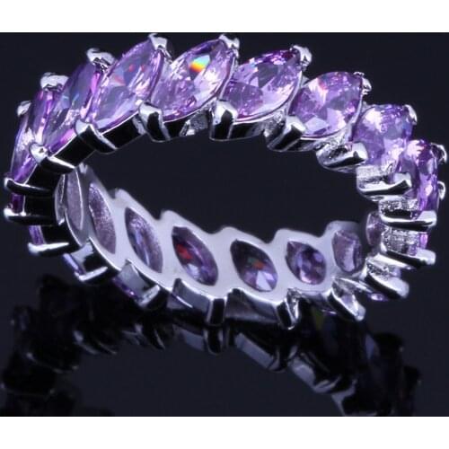 Candy Purple Cubic Zirconia Silver Plated Ring V0123