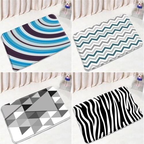 Black White Gray Geometric Bath Mats Striped Wave Pattern Nordic Modern Entrance Door Rug Home Decor Bathroom Non-slip Floor Mat