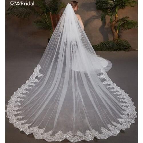 New Arrival 3.5 Meter Sequins Lace Wedding Veils Bridal Veil Wedding Accesorios Bridal Headwear Novia Velos Welon With Comb