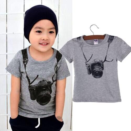 Summer Toddler Infant Kids Baby Boys Gray Short Sleeve Cotton Clothes Tee T-shirt Tops Tank Vest Blouse
