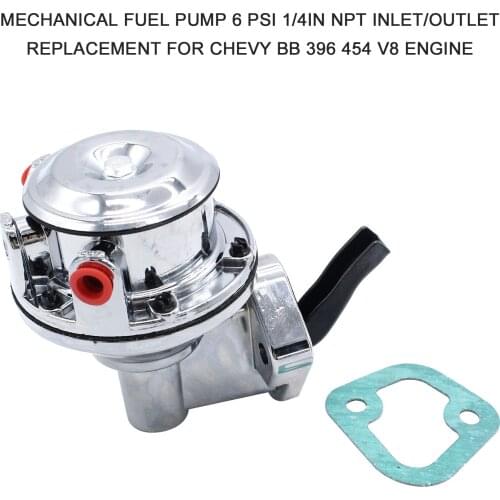 Mechanical Fuel Pump 6 PSI 1/4in NPT Inlet/Outlet Replacement for Chevy BB 396 454 V8 Engine
