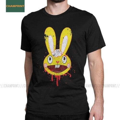 Cuddles Happy Tree Friends Men T Shirts Sniffles Handy Bear Blood Death Cartoon Tees Short Sleeve T-Shirts Cotton Plus Size Tops