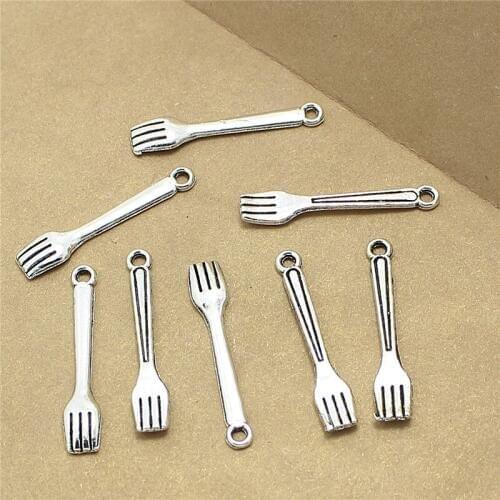 Sweet Bell Free shipping 150 cs 4*25 Antique Color Fork Charms Pendants for Jewelry Making DIY Handmade D1077