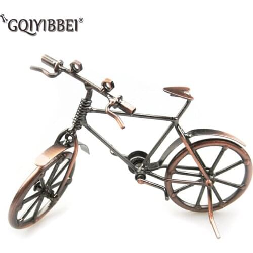 GQIYIBBEI Bicycle Model Vintage Home Bar Decoration Brass Color Screw Movable Metal Bike Crafts Tourism Souvenirs Creative Gift