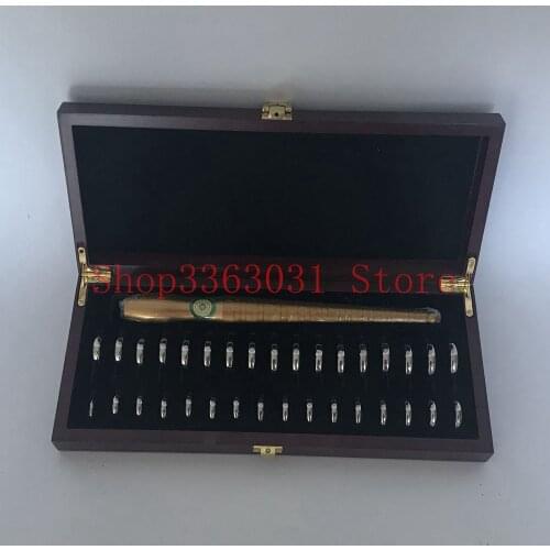HK Ring Mandrel Sizer Set + Measuring Brass Stick Metal with Wooden Box