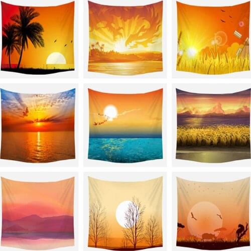 Sunset Landscape Indian Tapestry Wall Hanging Polyester Fabric Wall Art Blanket for Living Room Bedroom Decoration Drop Shipping