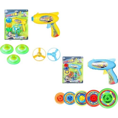 Novelty Kids Happy Rotating Spin Top & Flying Saucer Launcher Toys Flying Machine Toys Bamboo Dragonfly Launcher For Kids Gift