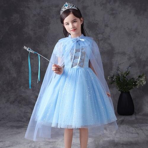 New Elsa Dress Baby Girl Clothes Summer Dress Children Muslin Long-dress Elsa Frozen Brithday Party Kids Clothes Girls Clothing