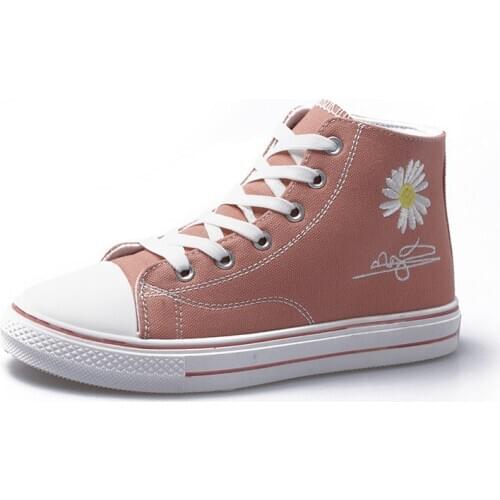 2020 Spring And Autumn New Korean Flat Shoes Students Casual Chrysanthemum Sports High-top Womens Canvas Shoes Tide