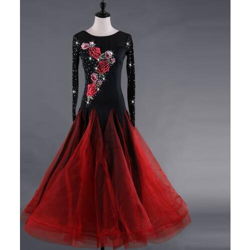 2018 New Arrival Modern Dance Dresses For Ladies Red Black Brace Dress Original Women Latino Ballroom Fantasia Costume Q4024