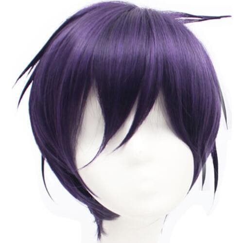 Anime Noragami YATO Wig Dark Purple Short Wig Cosplay Costume Heat Resistant Synthetic Hair Men Women Cosplay Wigs + Wig Cap