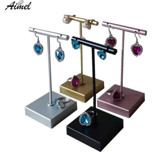 Elegant Metal Earring Jewelry Display Stand Stud Jewelry Organizer Holder Ear Clip Earring Storage Stand T Bar Earring Showcase
