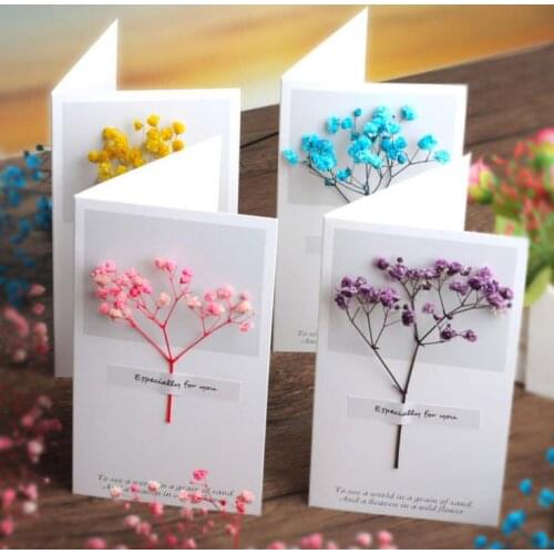 Flowers Greeting Cards Gypsophila dried flower handwritten blessing birthday gift card wedding invitations SN298