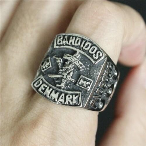 Size 7-13 MC Club Bandidos Ring 316L Stainless Steel Jewelry Cool Design Mens 1% Motor Biker Ring