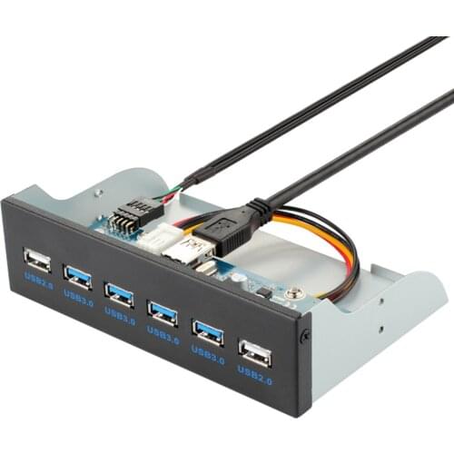 XT-XINTE HUB USB 2.0 USB 3.0 Front Panel USB3.0 Hub Splitter Internal Combo Bracket Adapter for Desktop Floppy Bay