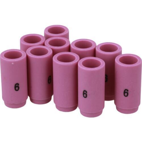 Pink Ceramic 13N10 6# Alumina Shield Cup TIG Welding Torch Nozzle Fits For WP-9 20 25 Pack of 10