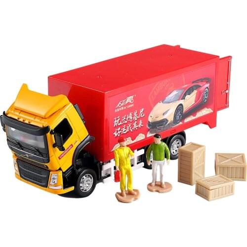 Die Casts & Plastic Model Cars Flashing Car Birthday Gift 1:32 DIY Volvo Logistic Factory Transport Truck Toys for Children