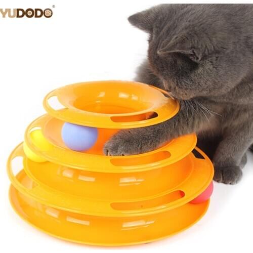 3Layers Funny Cat Toys Crazy Ball Disk Anti-slip Interactive Amusement Plate Triple Turntable Play Disc Small Pet Toy For Kitten