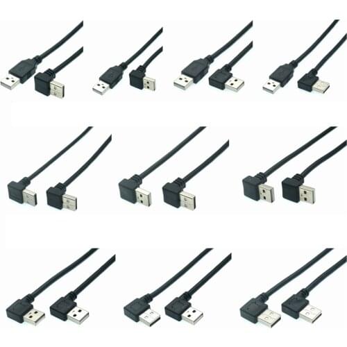 USB A Male To USB A Male 90 Degree Left /Right /Up/Down Angle Adapter Extension Adapter Cable USB2.0 Male To Male Cord 25cm 0.5m