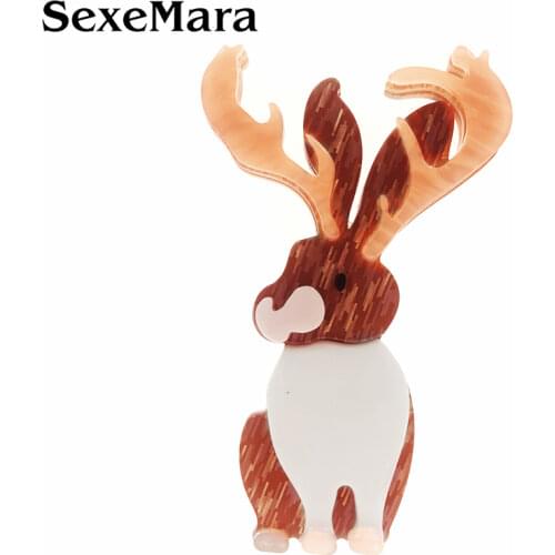 SexeMara Acrylic Reindeer Brooches Pins Lovely Resin Animal Elk Deer Badges For Women Girls Decoration Accessories Jewelry
