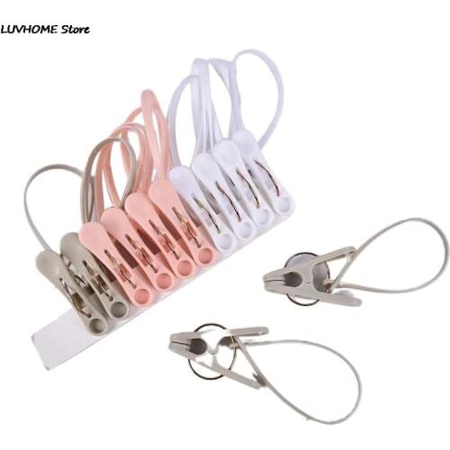 12pcs/set Windproof Clothespins Plastic Laundry Clip Portable Bra Socks Hanger Hook Quilt Clothing Clip Hanging Rope Clothes Peg