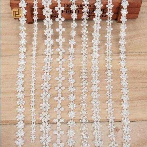15 yards polyester white lace trim DIY sewing curtain craft decoration daisy flower trim lace ribbon 1.2cm free shipping