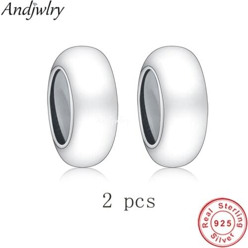 2Pcs Spacer With Silicon Stopper Charm Fits Original Pandora Charms Bracelet 925 Sterling Silver Beads DIY Jewelry Berloque