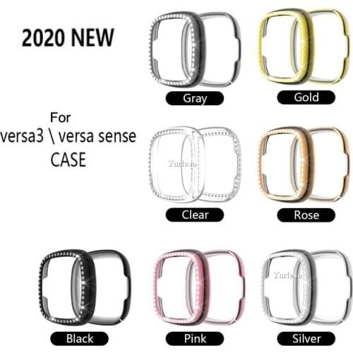200pc Screen Protector Soft Cover for Fitbit Versa 3/ Sense Watch Case Lightweight PC Bumper Scratch-resistant Shell Accessories
