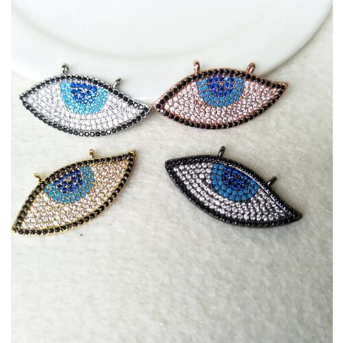 5 Pcs CZ crystal Eye Double Bails Connector CZ zircon Micro pave Charm Beads Jewelry Finding DIY Bracelet necklace making CT134