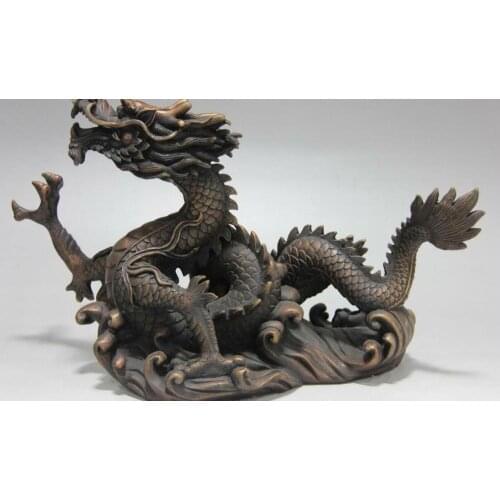 8 Royal Pure Red Bronze Feng Shui Zodiac Lucky Auspicious Dragon Art Sculpture