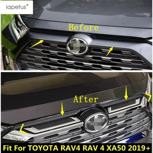 Lapetus Accessories For TOYOTA RAV4 RAV 4 XA50 2019 2020 2021 ABS Front Center Radiator Grille Grill Mouldings Panel Cover Trim