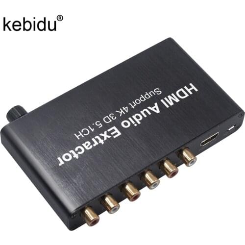 Kebidu 5.1CH Audio Extractor Decode Coaxial to RCA AC3/DST to 5.1 Amplifier Analog Converter Support 4K for PS4 DVD Player